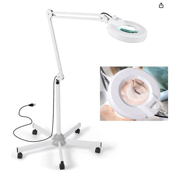 LED Magnifying Floor Lamp with 5-Wheel Base