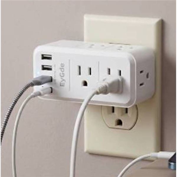 Lot of 3 - EyGde Multi Plug Outlet 6 AC 4 USB Ports P-05