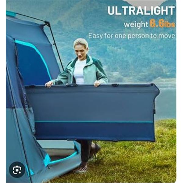 Timber Ridge Blue Folding Camp Bed with Bag