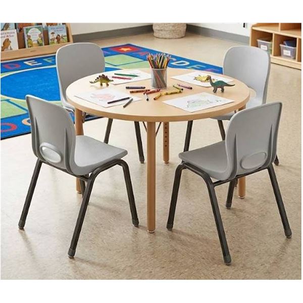 4 Beige Plastic Stackable Children's Chairs (Chairs only)