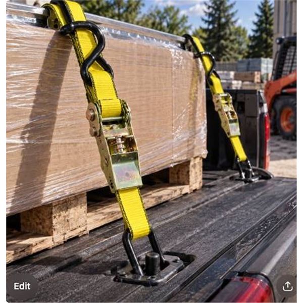 4-Pack Light Duty Ratchet Tie-Downs 1" x 10' 900 lbs