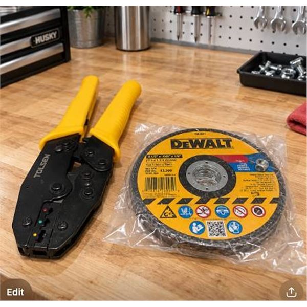 Tolsen Crimping Tool and DeWalt Cutting Disc Set