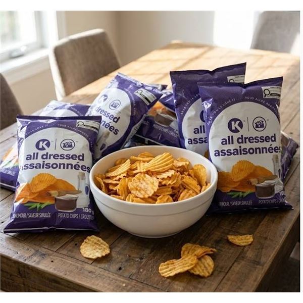 K All Dressed Potato Chips 8x180g
