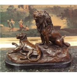 "LION AND LIONESS" BRONZE SCULPTURE GARDET