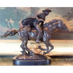 "WESTERN COWBOY AND HORSE" BRONZE SCULPTURE