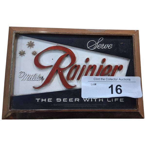 Vintage 60s Rainier advertising plaque 6"x4.5"