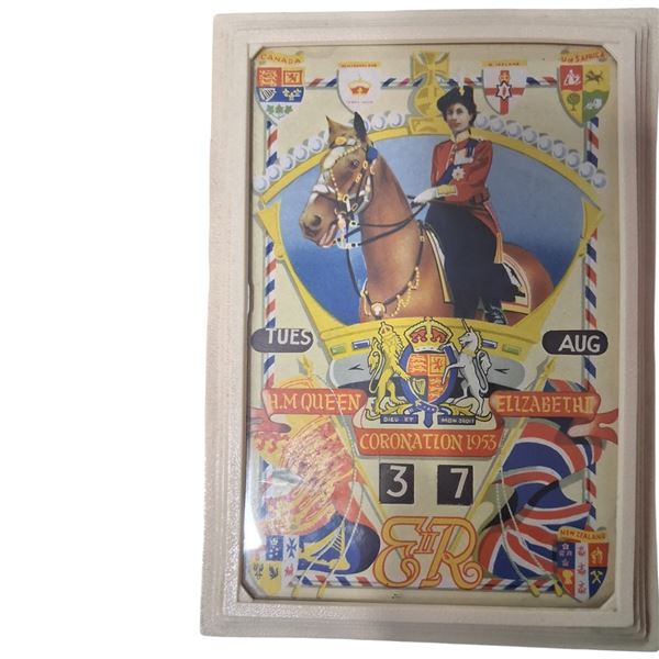 1953 Elizabeth II coronation calendar 7"x5"