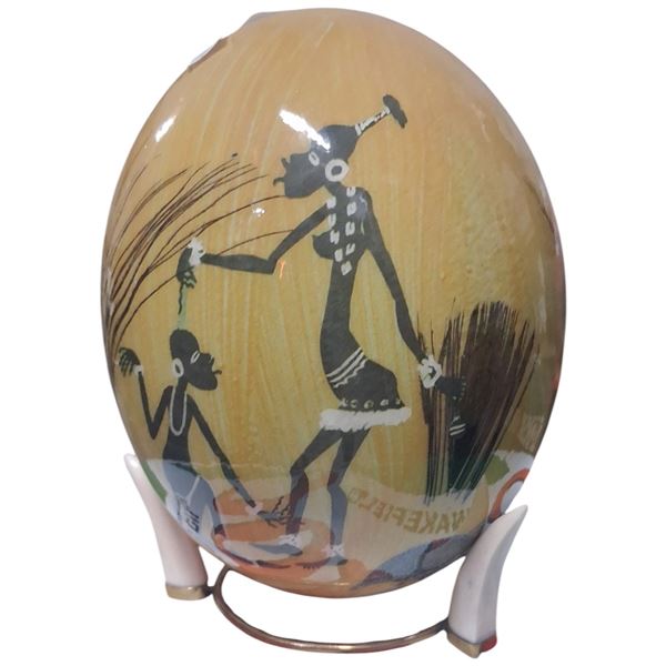 Custom painted ostrich egg 7" tall