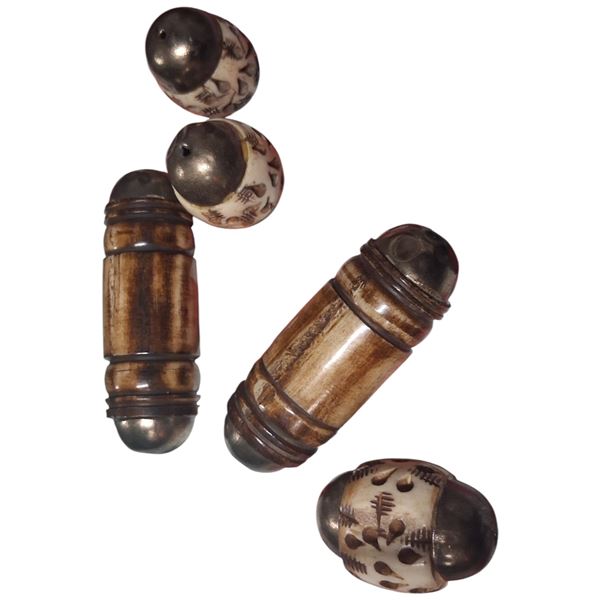 Antique carved bone beads