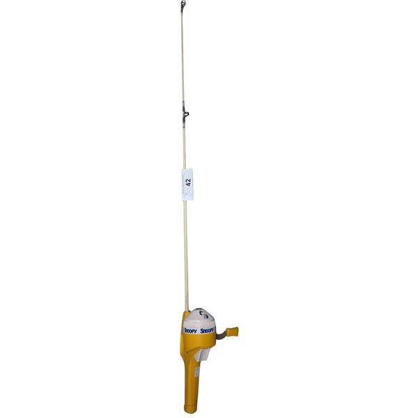 Vintage Zebco Snoopy fishing rod with reel