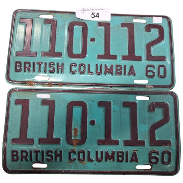 2 1960 B.C. plates