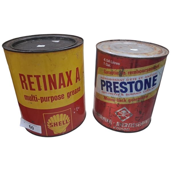 Vintage Shell and Prestone 1 gallon cans
