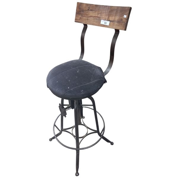 Beautiful vintage cast iron steam punk adjustable chair , 46" tall