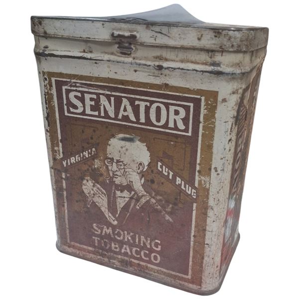 1910s Senator Smoking Tobacco cut plug can 5"