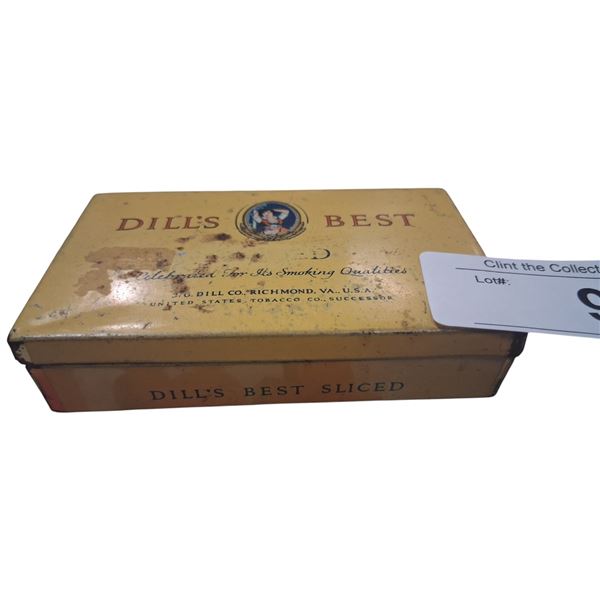 1930s Dill's Best Sliced Plug tobacco tin 4"