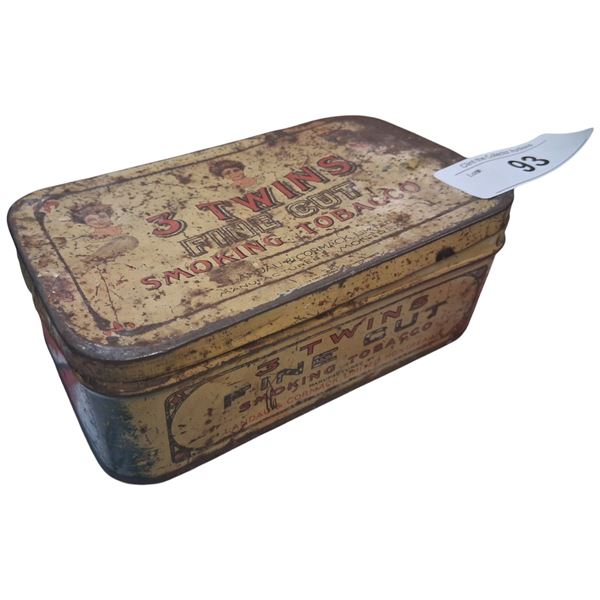 1910s 3 Twins smoking tobacco tin 6.5"