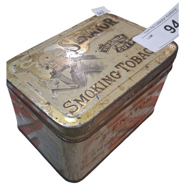 1920s Senator Smoking Tobacco tin 5"x3.54"