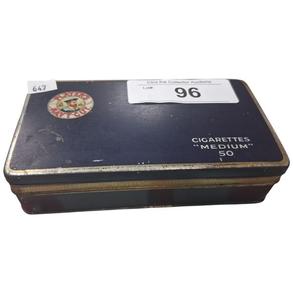 1950s Players Navy Cut cigarette 50 pack tin 6"x3"