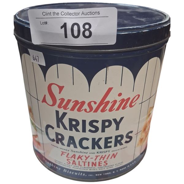 1950s Sunshine Krispy Krackers can 6"