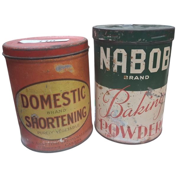 2 vintage Nabob & Domestic shortening 2 lb cans