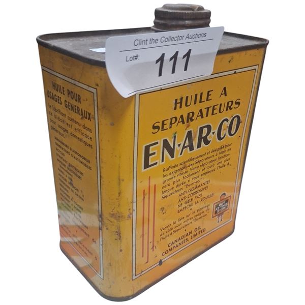 Vintage Enarco oil tin full 5"