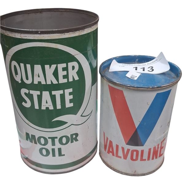 2 vintage cans, Quakerstate & Valvoline