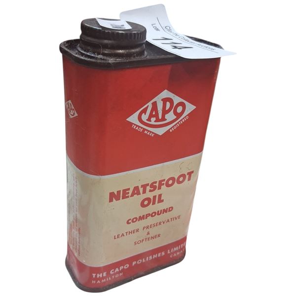 Vintage Capo Neats Foot oil can, Canadian 8 oz