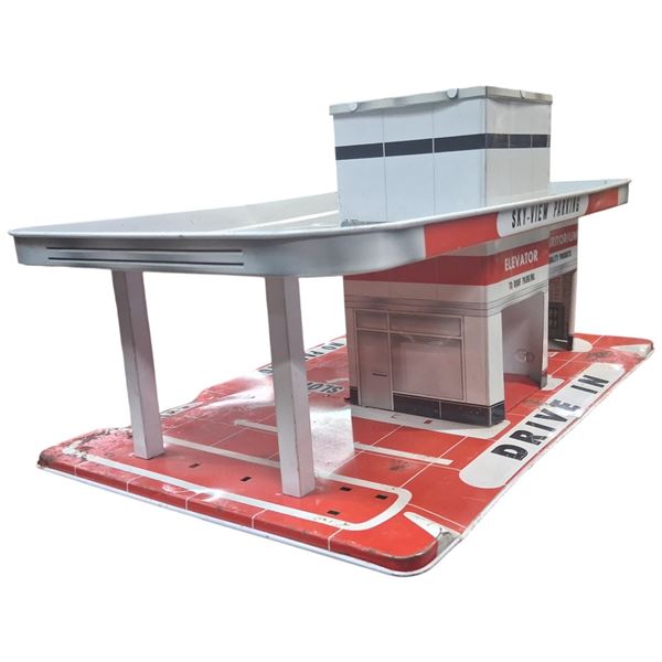 Vintage tin litho gas station toy 17"x11"x6"