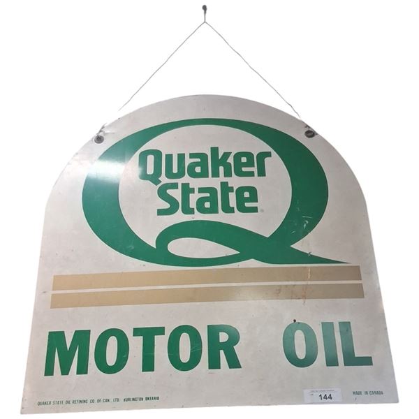 Vintage metal Quaker State tombstone sign, Burlington Ontario 29"x27"