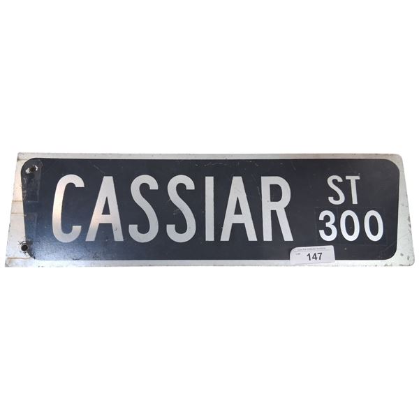 Vintage metal Vancouver Cassiar St sign 24"x7"