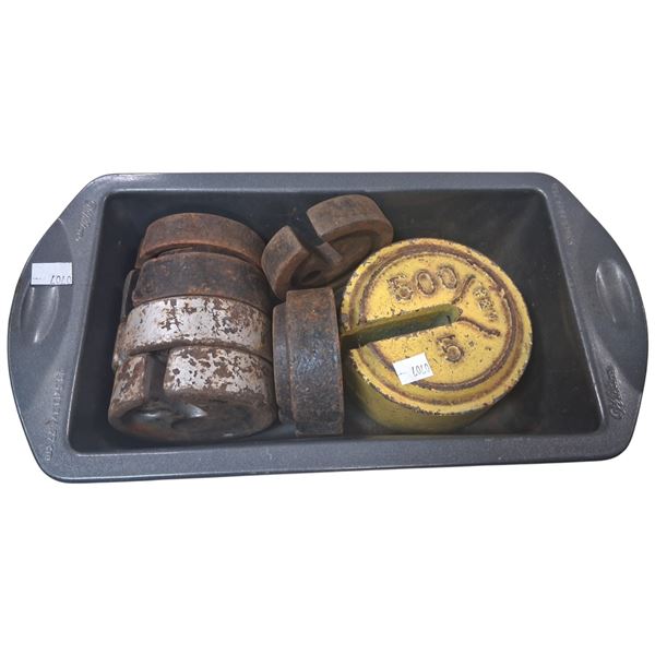 Collection of vintage cast iron scale weights
