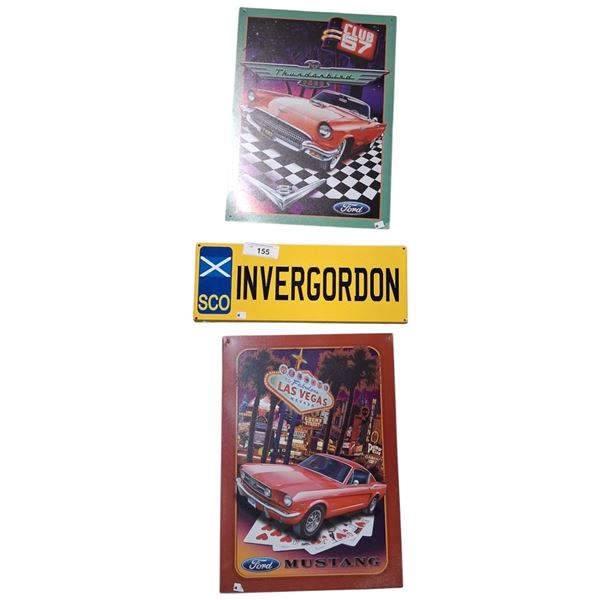 3 tin signs, largest is 17"x12"