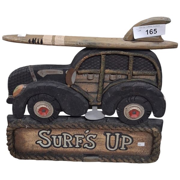 3D die cut wooden surf wagon sign 15"