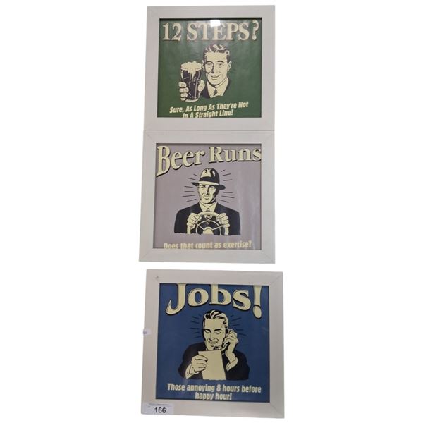 3 collectable framed posters 12"x12" ea