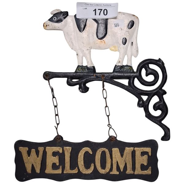 Rustic cow metal Welcome sign, 11"x9.5"