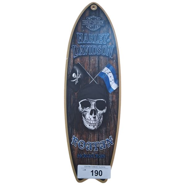 Collectable Harley Davidson Hunduras surfboard sign 16"