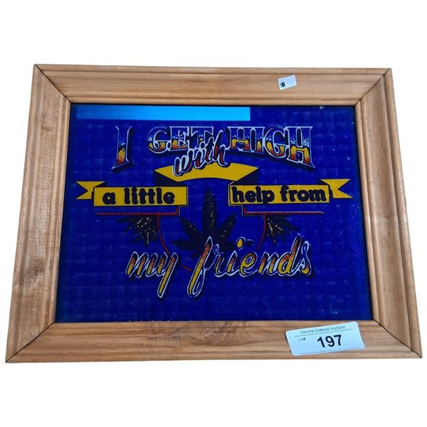 Framed 70s style marajuana sign 15"x12"