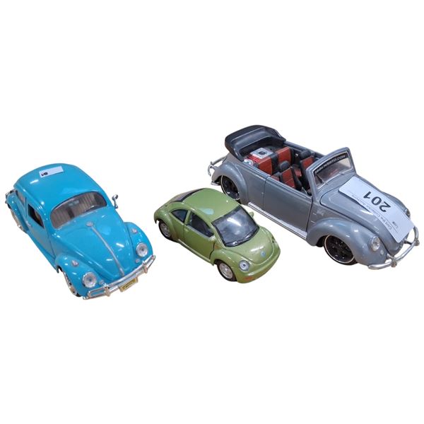 3 vintage die cast cars, largest 9"