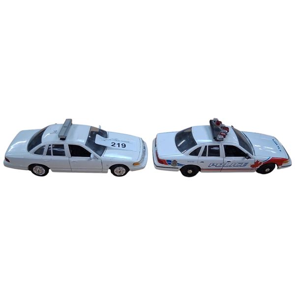 2 die cast police cars 9" ea