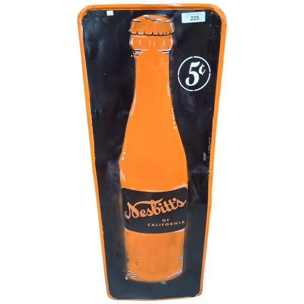 1950s Nesbitts orange soda embossed metal sign, repaint, 47"x17"