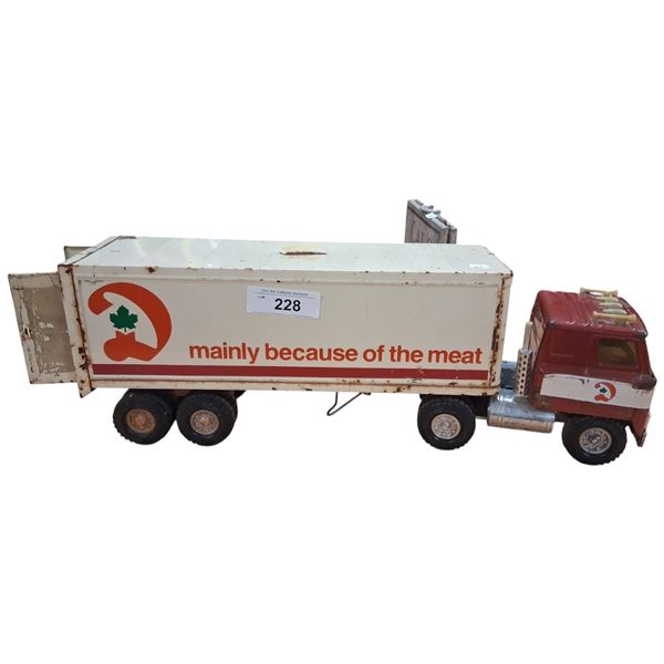 Vintage Maple Leaf/Dominion Meats steel toy truck 22"