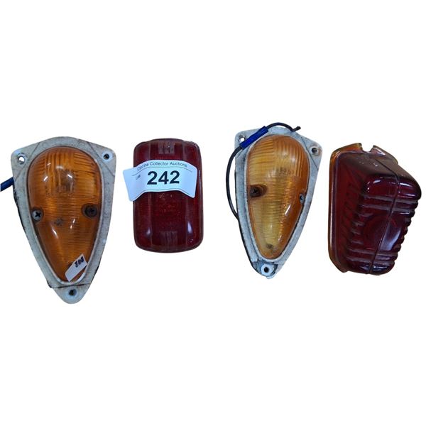 4 1940s glass car lights