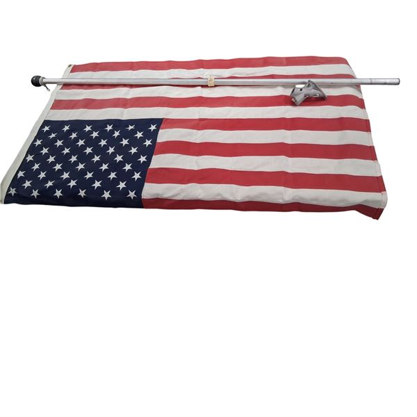 Vintage US flag & pole with base