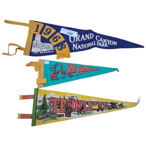 3 vintage pennants