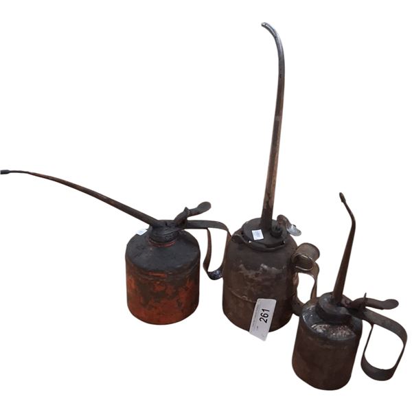3 vintage oilers, largest 17" tall