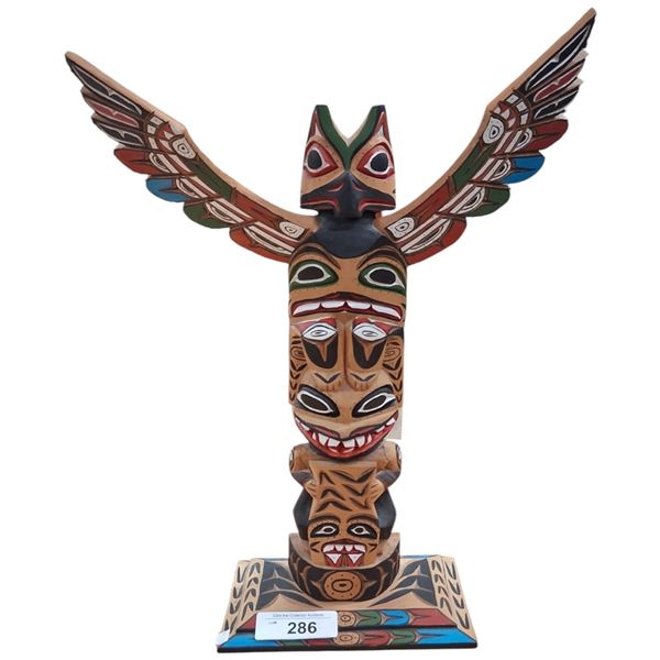 Vintage indigenous totem 16" signed by Rita William, comes with original $475 invoice