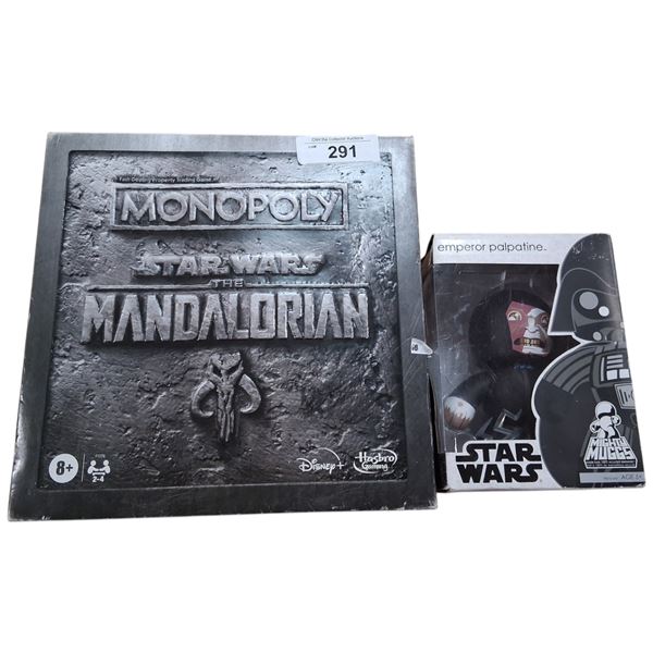 Star Wars Mandalorian Monopoly and NIB figure