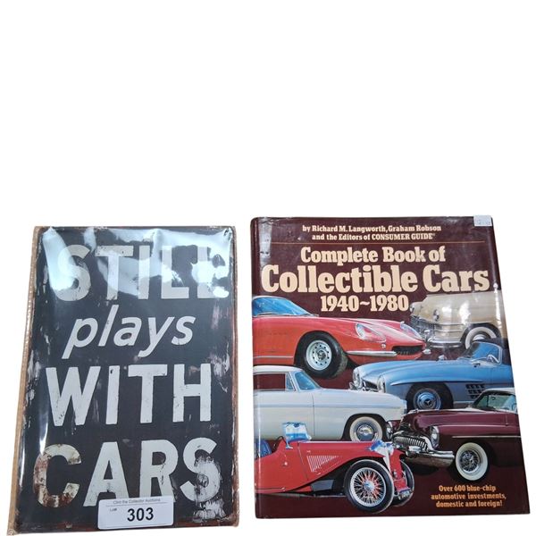 Vintage collectable car manual 1940-1980 & tin car sign, 12"x8"
