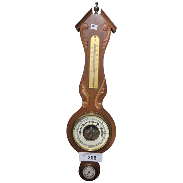 Vintage wooden barometer 19"