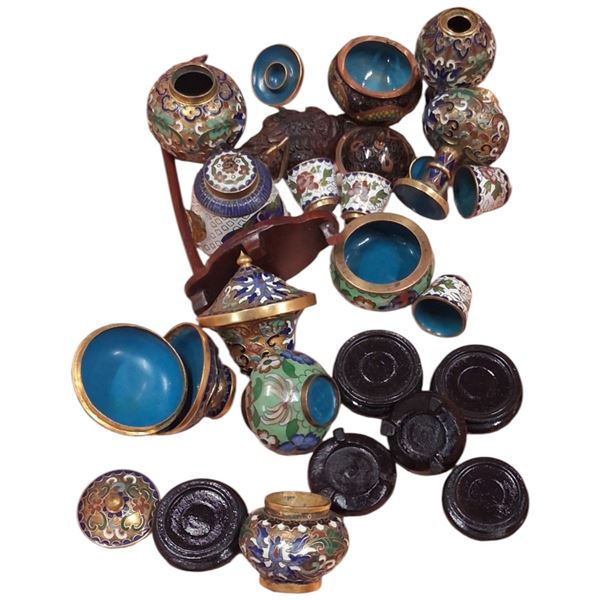Collection of miniature cloisonne pieces